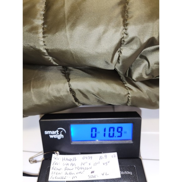 RAW 7 DESIGN Puffer Vest Men XL Olive Green Quilted Full Zip Waterproof Outdoor - Picture 9 of 9